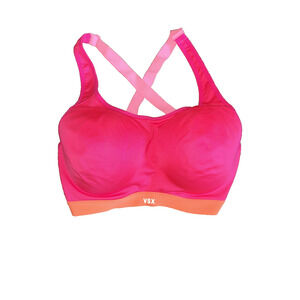 Victoria's Secret VSX Sport Bra Hot‎ Pink Criss Cross Back Padded Size 34D